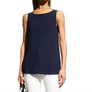 Neiman Marcus brand polyester lined navy dressy sleeveless top in large